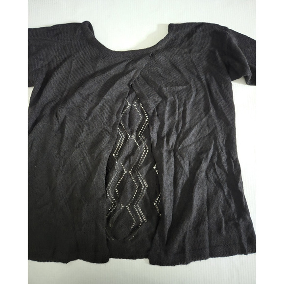 Womens Peruvian Connection Peru Size Large Black Alpaca Sweater Open Back AH14-1 - Picture 1 of 10